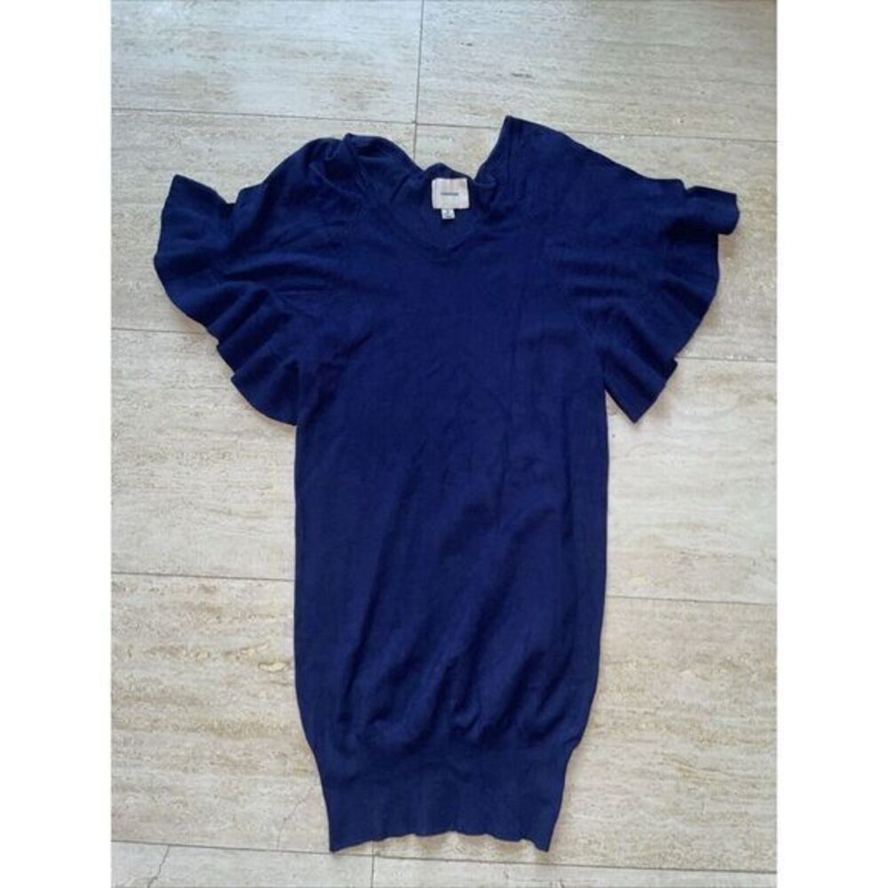 I. Madeline Balloon Short Sleeve knitted Blue dress Small‎